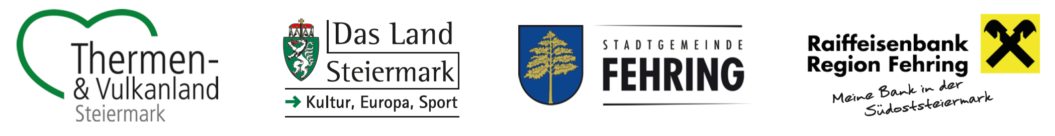 Förderer und Partner: Thermen- & Vulkanland Steiermark · Das Land Steiermark · Stadtgemeinde Fehring · Raiffeisenbank Region Fehring